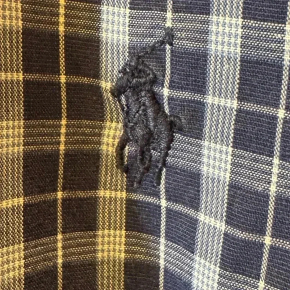 Ralph Lauren Blake Blue and White Plaid shirt sleeve button down Large vintage - Picture 4 of 12